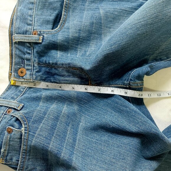 Old Navy Women Flare Jeans Size 8 VTG Low Rise Y2K Long Bell Bottom Blue Denim - Picture 10 of 11